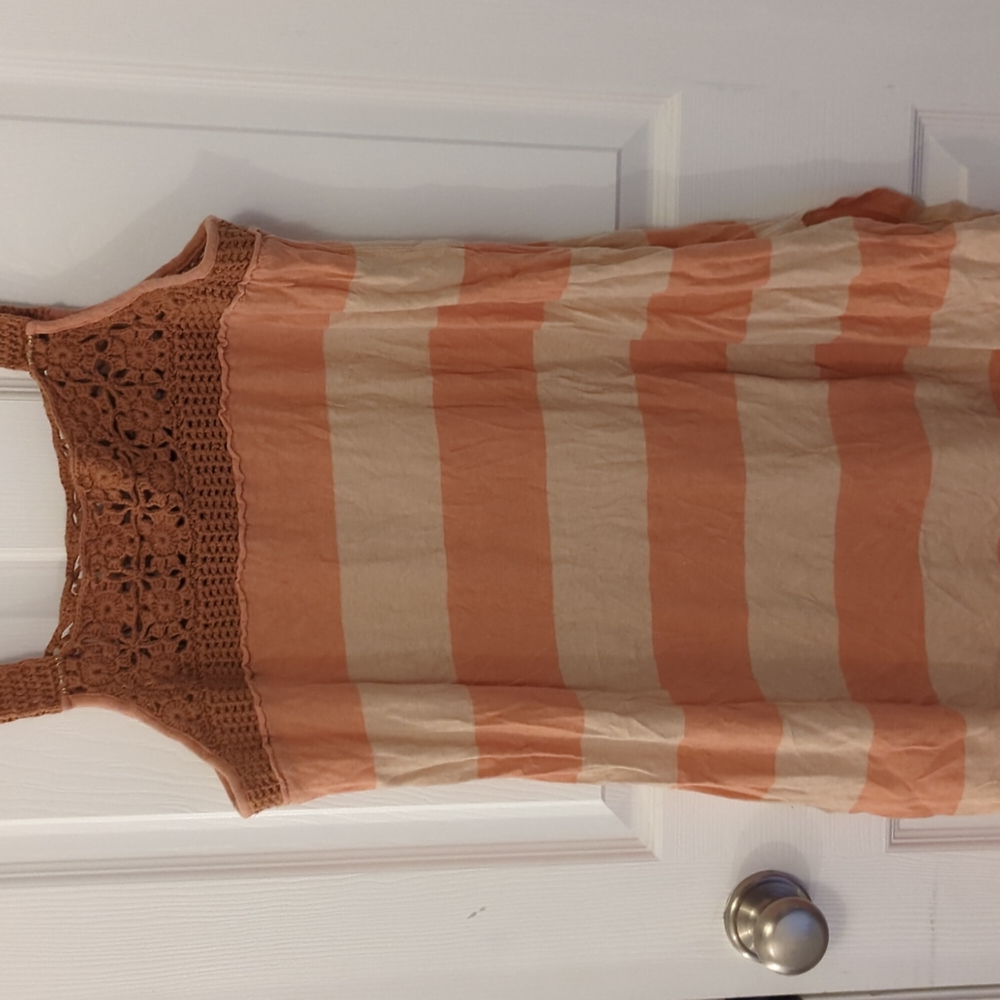 We the Free Striped Tunic with crochet straps and bust